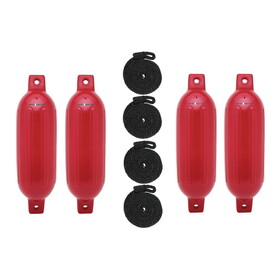 Extreme Max 3006.7498 BoatTector Inflatable Fender Value 4-Pack - 6.5" x 22", Bright Red