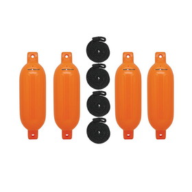 Extreme Max 3006.7626 BoatTector Inflatable Fender Value 4-Pack - 4.5" x 16", Neon Orange