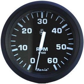 Faria 32804 Euro Tachometer (6000 RPM) - 4", Black