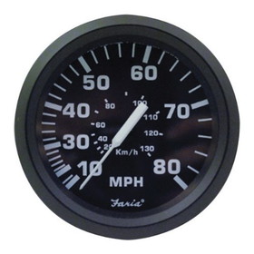 Faria 32812 Euro Speedometer (80 MPH) - 4", Black