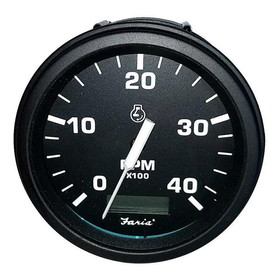 Faria 32834 Euro Tachometer with Hourmeter (4000 RPM) Diesel - 4", Black