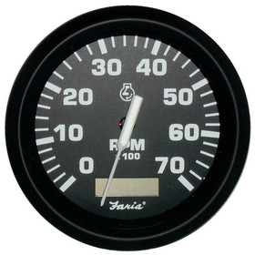 Faria 32840 Euro Tachometer with Hourmeter (7000 RPM) Gas - 4", Black