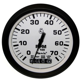 Faria 32950 Euro Tachometer 7 Gauge with System Check Indicator - White, 4"