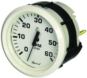 Faria 33103 Dress Tachometer (6000 RPM) Gas - 4", White