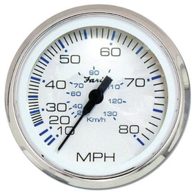 Faria 33819 Chesapeake Stainless Steel Speedometer (80 MPH) Pitot - 4", White