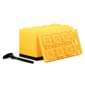 Camco 44515 Fasten Leveling Blocks With T-Handle, 4X2, Yellow 10 Pack