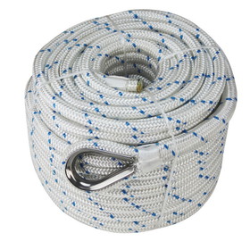 Extreme Max 3006.2532 BoatTector Double Braid Nylon Anchor Line with Thimble - 5/8" x 200', White with Blue Tracer