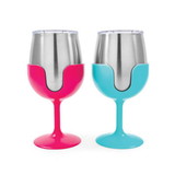 Camco 51915 Wine Tumbler Set - Blue / Pink