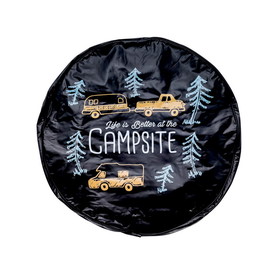 Camco 53293 "Life is Better at the Campsite" Spare Tire Cover - Size J (Up to 29" Tire), RV Sketch