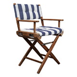 Whitecap 61040 Teak Director's Chair with Navy/White Striped Cushion - 18
