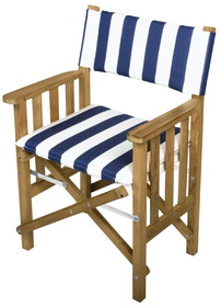 Whitecap 61050 Teak Director's Chair with Navy White Stripe Cushion - 18-1/2"