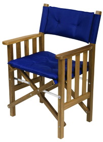 Whitecap 61052 Teak Director's Chair with Navy Cushion - 18-1/2"