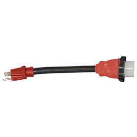 Valterra A10-1550D Mighty Cord Detachable 12" Locking Adapter - 15AM to 50AF, Red (Bulk)