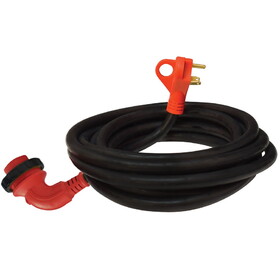 Valterra A10-3025ED90 Mighty Cord 90&#176; LED Detachable 30 Amp Power Cord w/Handle - 25', Red