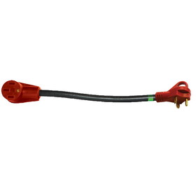 Valterra A10-3050FHVP Mighty Cord 12" Adapter Cord w/Handle - 30AM - 50AF, Red (Carded)