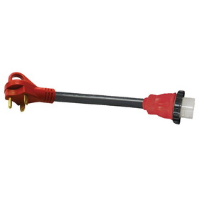 Valterra A10-3050HD Mighty Cord Detachable 12" Adapter Cord w/Handle - 30AM to 50AF, Red (Bulk)