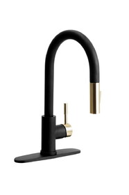 Dura Faucet DF-MK530SLK-MBSN Streamline Pull-Down RV Kitchen Faucet - Matte Black/Satin Nickel