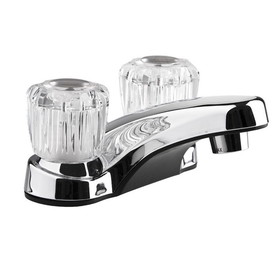 Dura Faucet Non-Metallic Two-Handle RV Lavatory Faucet with Crystal Acrylic Knobs - Polished Chrome