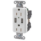 Diamond Group by Valterra DG61070VP USB Duplex Receptacle with Dual USB Charger - White