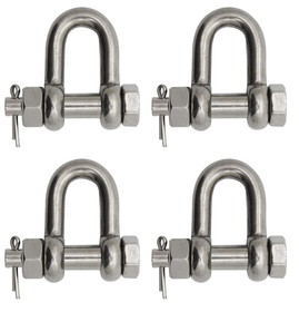Extreme Max 3006.8345.4 BoatTector Stainless Steel Bolt-Type Chain Shackle - 3/8", 4-Pack