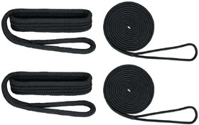 Extreme Max 3006.2689 BoatTector Premium Double Braid Nylon Dockside Rope Value Pack - 3/8", Black