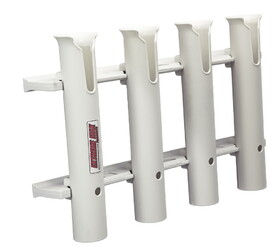 Extreme Max 3005.5644 Wall-Mount Poly Fishing Rod Holder - 4-Rod, White