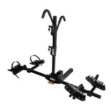 Extreme Max 5001.6412 Hitch-Mount Locking Adjustable 2-Bike Rack with Steel Wheel Trays, Tiltable & Collapsible - Fits 2