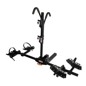 Extreme Max 5001.6412 Hitch-Mount Locking Adjustable 2-Bike Rack with Steel Wheel Trays, Tiltable & Collapsible - Fits 2" Receiver