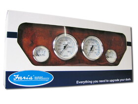 Faria KTF002 Chesapeake Stainless Steel Outboard 4-Gauge Boxed Set - Speedometer/Tachometer/Fuel Level/Voltmeter, White
