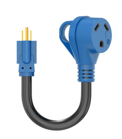 Makerz 223 Heavy-Duty RV Adapter Cord with Powered Connection Indicator Light - 12" Length, 15A to 30A, NEMA 5-15P to NEMA TT-30R, STW-Rated / ETL-Certified