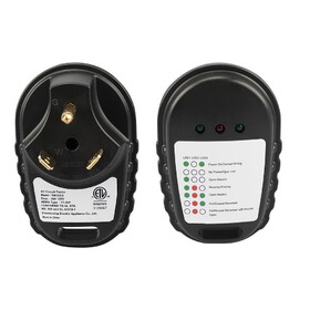 Makerz 279 Circuit Analyzer Plug with Pedestal Tester and LED Indicator Lights for RV's, Travel Trailers, Motorhomes - 30 Amp, NEMA TT-30P, ETL-Certified