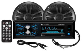 Boss Audio MCBK634B.6 Weatherproof Marine AM/FM Receiver Package with (2) 6.5" Speakers and Antenna with Bluetooth Connection