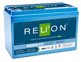 RELiON RB100 Lithium Deep Cycle Battery LiFePO4 - 12.8V, 100Ah, M8 x 1.25 Terminal