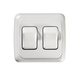 RV Designer S533 Contoured DC Wall Switch On/Off - Double, White