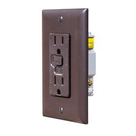 RV Designer S805 Dual AC GFCI Outlet With Cover-Plate - Brown