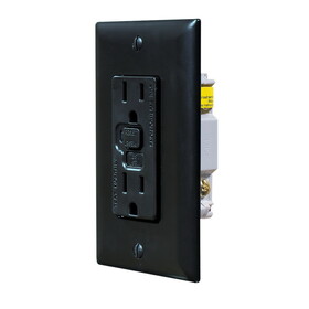 RV Designer S807 Dual AC GFCI Outlet with Cover-Plate - Black