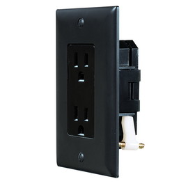 RV Designer S817 Dual AC Self-Contained Outlet With Cover-Plate - Black