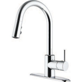 American Brass SL4000BN-A RV Kitchen Faucet With Hi-Arc Bullet Spout, Single Lever Handle And Pull-Down Sprayer - 8", Brushed Nickel