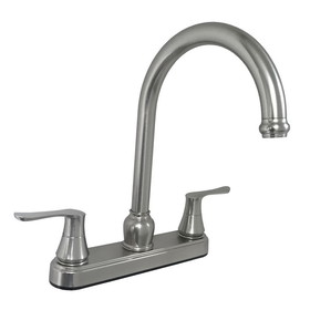 Empire Brass U-YNN800GSN-DH3-25MM RV Kitchen Faucet With Solid Saber Handles And Gooseneck Spout - 8", Brushed Nickel