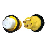 Voltec 16-00598 Heavy Duty Molded Locking Adapter - Yellow, 50 Amp/50 Amp