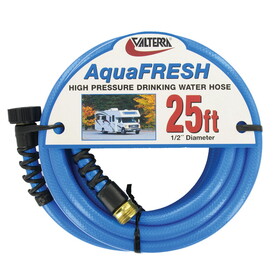 Valterra W01-8300 AquaFresh High Pressure Drinking Water Hose with Hose Savers - 1/2" x 25', Blue