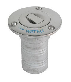 Whitecap 6995CBLUE Stainless Steel Water Push-Up Deck Fill - 1-1/2" Hose