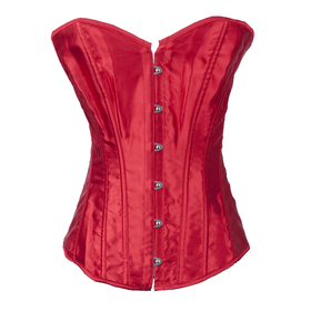 Muka Womens Red Satin Overbust Fashion Corset, Bustier top