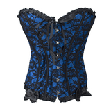 Muka Strapless Blue Lace Overbust Fashion Corset with Bow