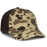 Custom Outdoor Cap GC-100M New Vintage Waterfowl Design With Brown Mesh