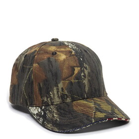 Outdoor Cap USA-350 Camo with Flag Sandwich Cap