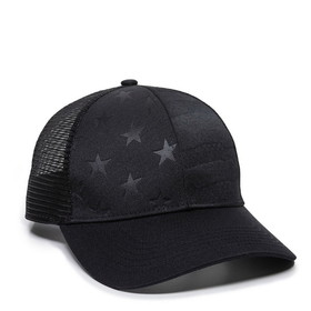 Blank and Custom Outdoor Cap USA-750M Debossed Stars and Stripes Pattern, Nylon Mesh Back