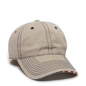 Custom Outdoor Cap USA-850 Garment Washed with Flag Sandwich