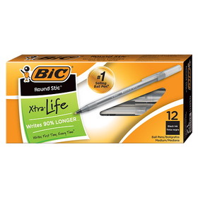 Bic Round Stic Xtra Life Medium Point Ball Pen(1.0mm)