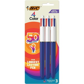 BIC 4-Color Ballpoint Pens, Medium Point (1.0mm), 4 Colors in 1 Set of  Multicolored Pens, 3-Count Pack of Pens for Journaling and Organizing